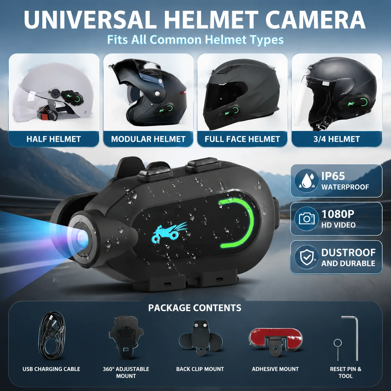 Motorcycle Helmet 2K Video Recorder DVR Motorcycle Dashcam, App View Download view 4