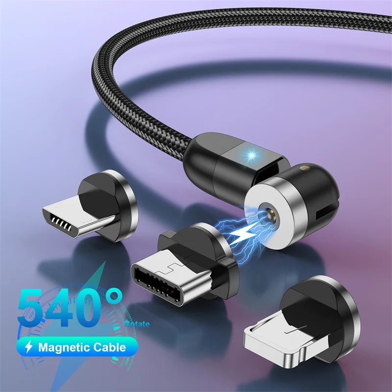 Lovebay 540º Rotate Magnetic USB Cable Micro Type C Charger Mobile Phone Cable Cord Fast Charging For iPhone 13 Xiaomi Samsung