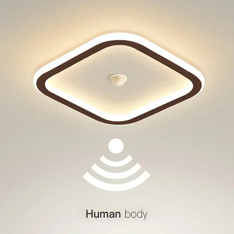 DINDALLED Smart LED Ceiling Light with Motion Sensor 85-265V Auto on/Off for Hallway Corridor Entrance Energy Saving Lighting