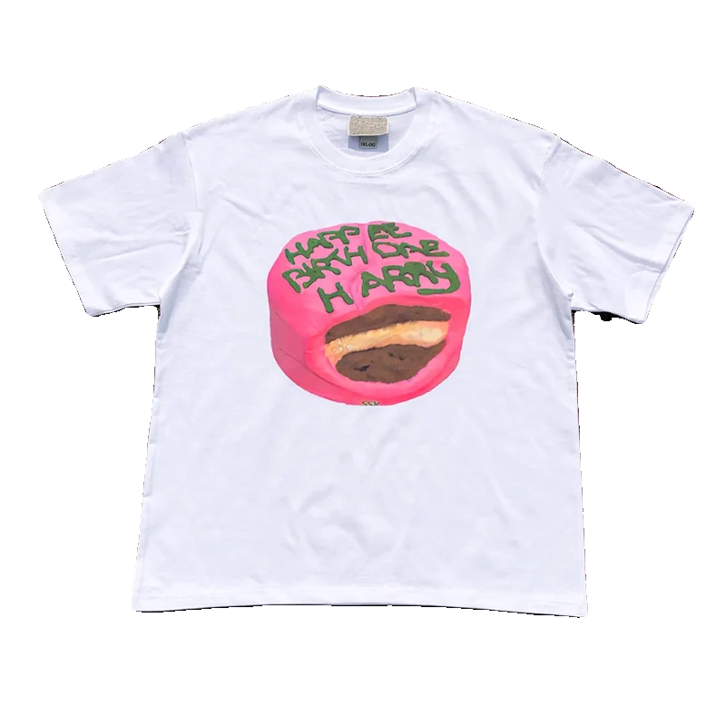 Breathable Fun Flavorful Small Cake Short Sleeve T-Shirt Shoulder Version 220g Pink Versatile Youthful Summer Casual Tee