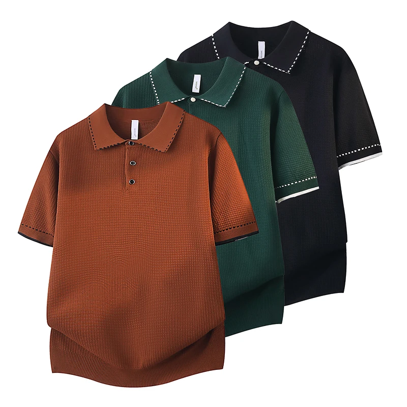 Men Summer Fashion Soft Lapel Short-Sleeve Casual Y2K Loungewear Top Comfort Sleep Business Commuting Outdoor-Homewear Tops