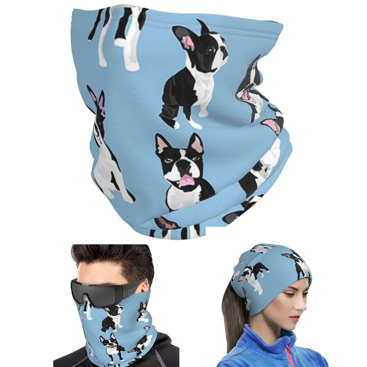 Boston Terrier Cute Dog Bandana Neck Cover Printed Wrap Scarf Outdoor Sports Headwear For Men Women Adult Windproof