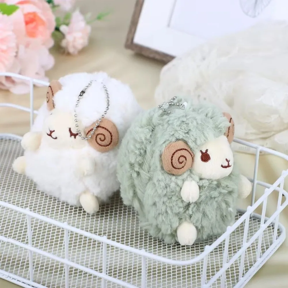 Mini Size Plush Sheep Pendant Soft Fluffy Texture Stuffed Plush Material Lamb Keychain Plush Cartoon Anime Style