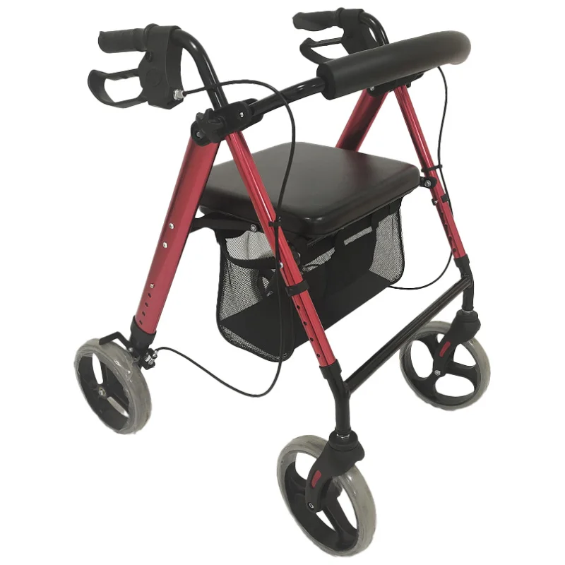 HL716 Lightweight Foldable Aluminum Rollator Shopping Cart Rehabilitation Therapy Supplies Seat Elderly Disabled Individuals