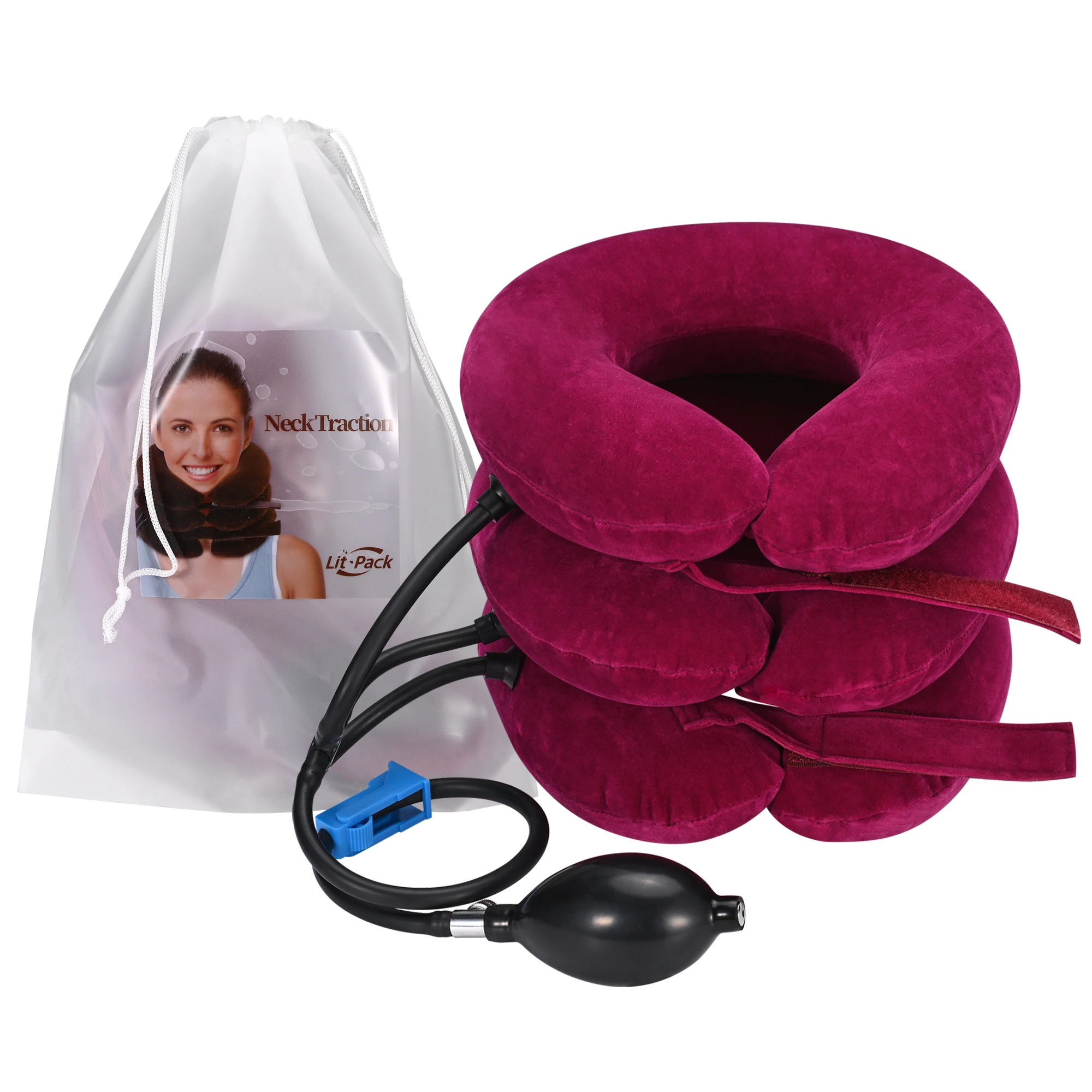 

Cervical Neck Traction & Inflatable Adjustable Neck Stretcher Provide Neck Support Neck Brace and Soft Orthopedic Pillow