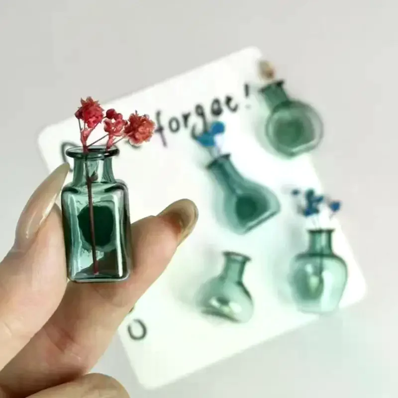 Mini Glass Vase Fridge Magnet Set Strong Magnetic Adhesion Secure Grip Clear Decor for Kitchen Refrigerator Office
