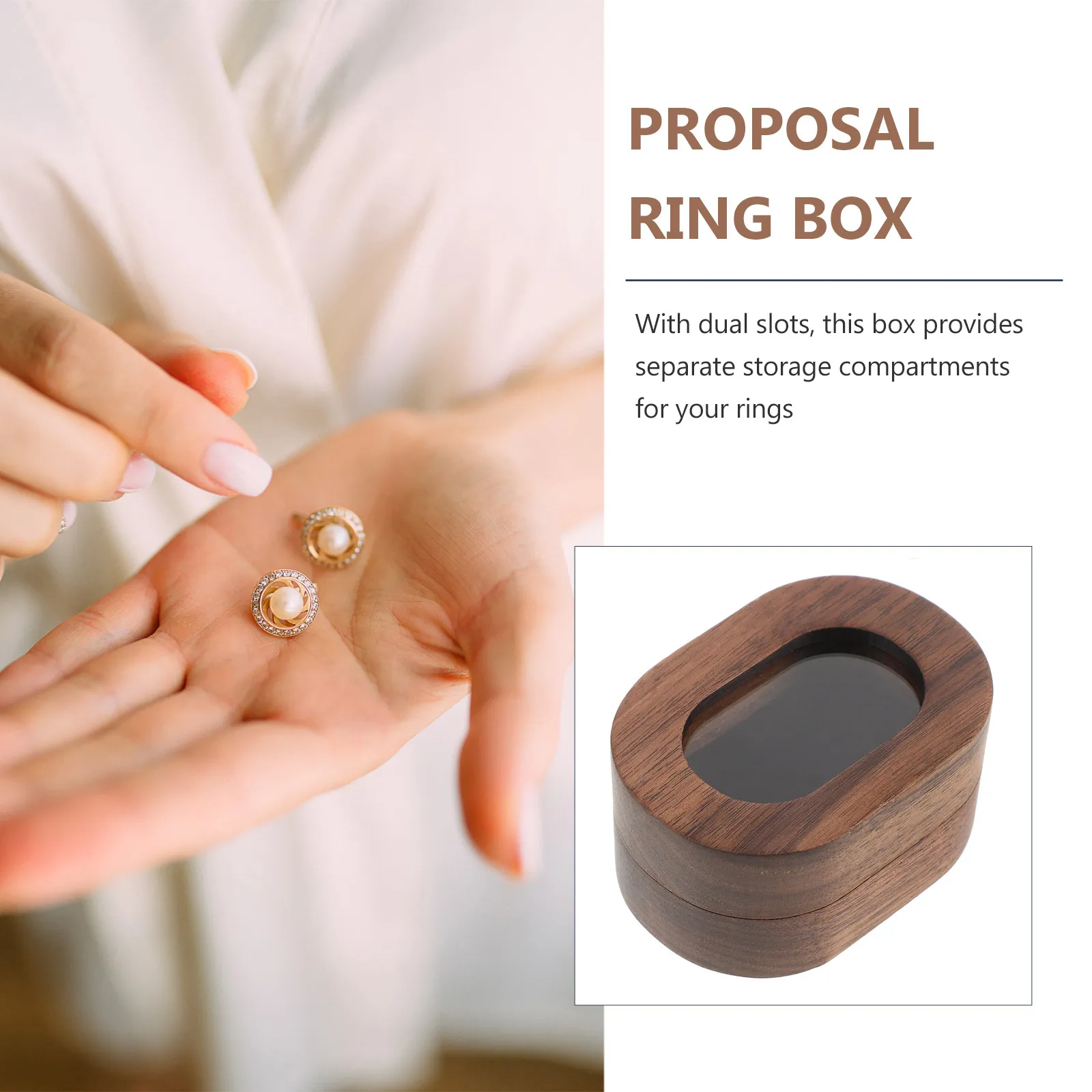 

Mens Jewelry Box Organizer Wood Ring Box Two Slots Jewelry Storage Organizer Engagement Ring Holder Proposal Gift Case