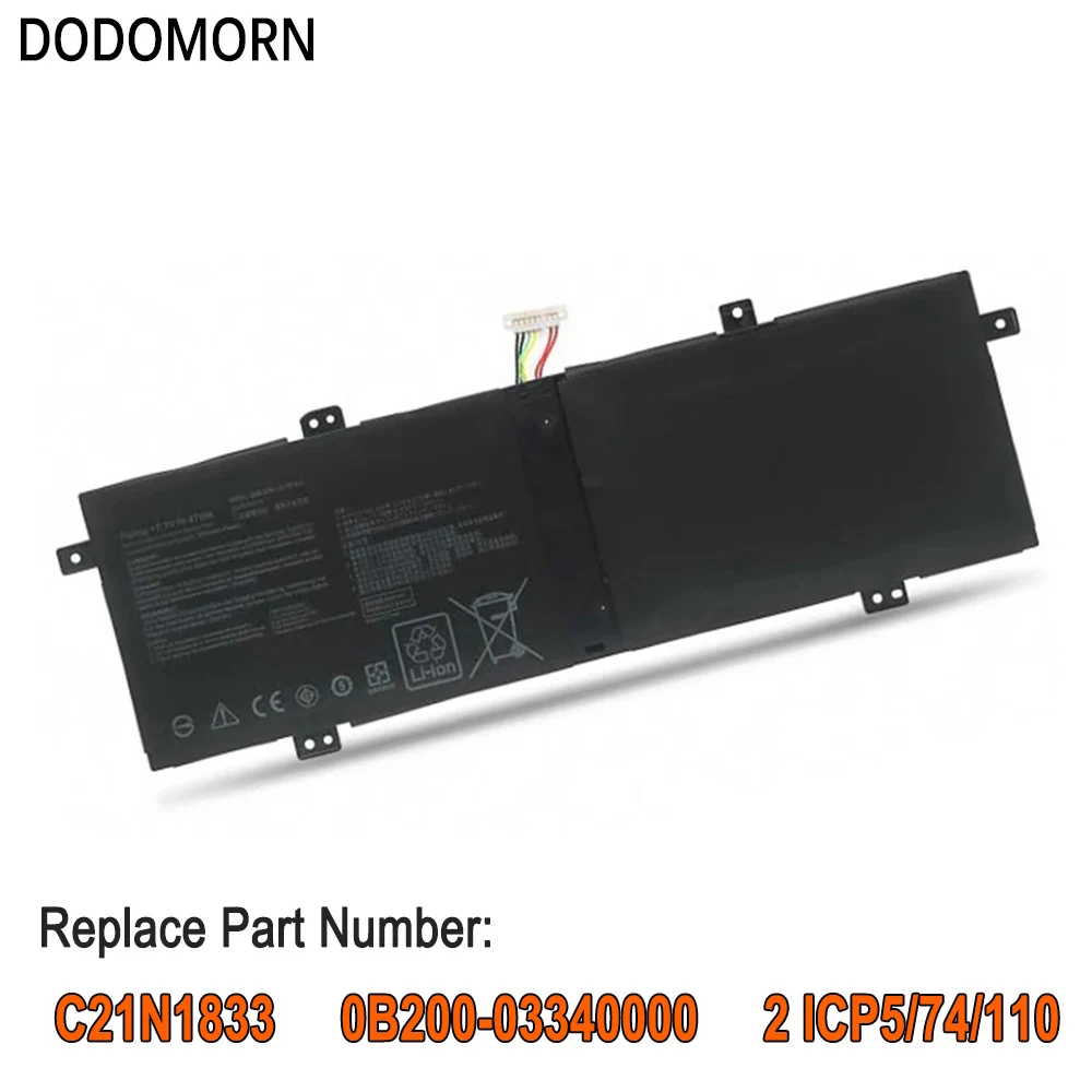 DODOMORN-Bateria do portátil para ASUS, ZenBook 14, UM431, UM431DA, UX431, VivoBook S14, S431FA, S431FL, Notebook, C21N1833, 0B200-03340000