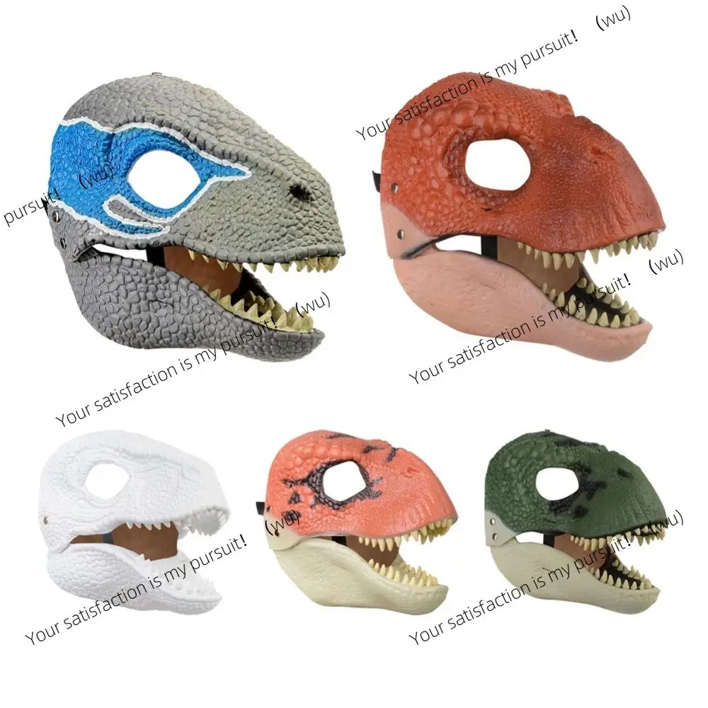 3D Moving Jaw Halloween Dinosaur Mask Open Mouth Hard Plastic Dinosaur Headgear Funny Cosplay Props Raptor Dino Mask for Party