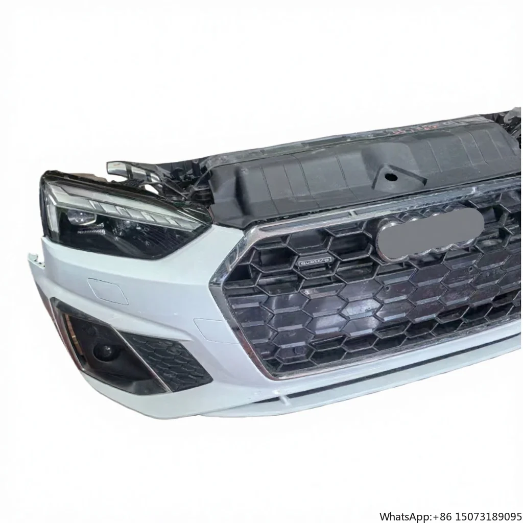 2023for  A5 Front Bumper with Headlights & Radiator Set  Plastic+ABS Bolt-On White/Black Paint
