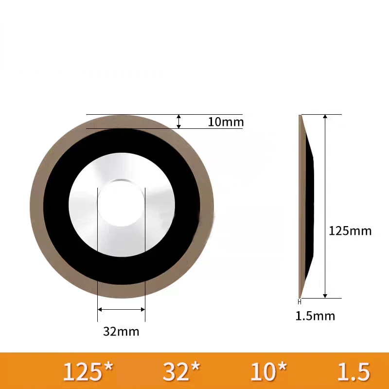 

Single Bevel Diamond Grinding Wheel for Carbide Alloy Saw Blades Milling Cutters Turning Tools Drill concentration 125*32*10*1.5