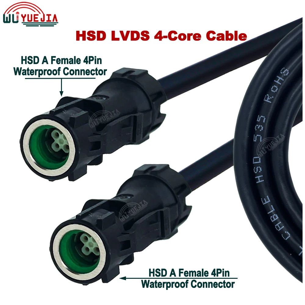 Black Waterproof HSD Code A Female 4 Pin LVDS Cable High Speed 4-Core 535 Line Wire Harness For Mercedes-benz S-Class ACC Night