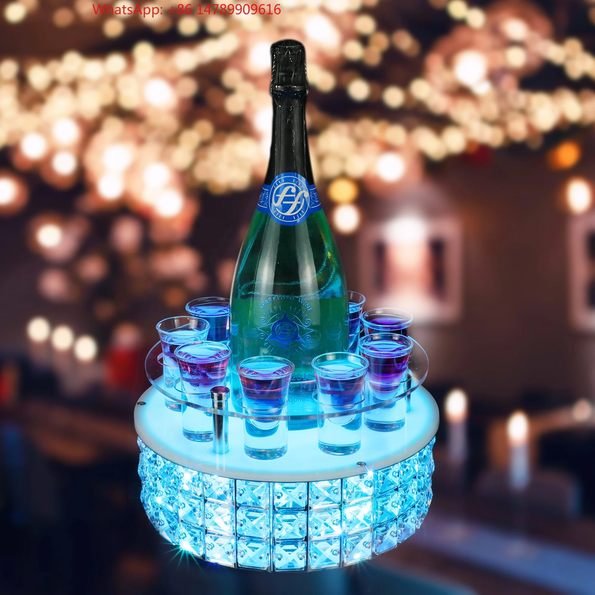 High-End Bespoke LED Bottle Display RackBest Cheap Bar Hotel KTV Wine Beer Rechargeable Custom Holder Stand Acrylic Led Lighted