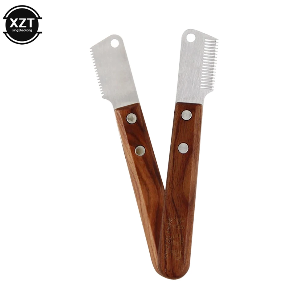 Professional Grooming Dog Comb Stainless Steel Wooden Handle Stripping Knife Pet Hair Remover Pluck Excess Undercoat accessories