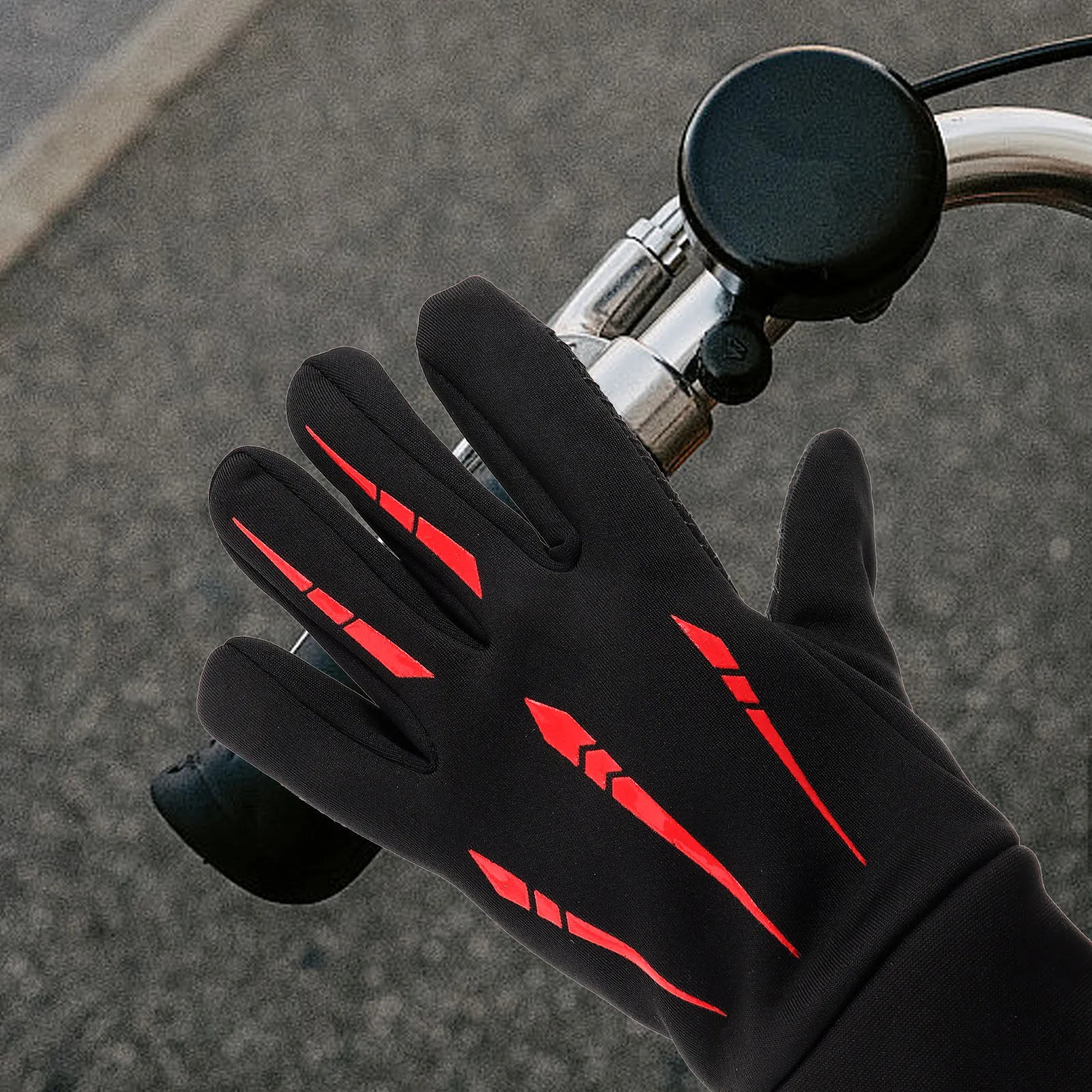 

Winter Motorcycle Full Finger Touch Screen Red One Size Windproof Waterproof Cycling Gloves for Men Bike Riding Gloves