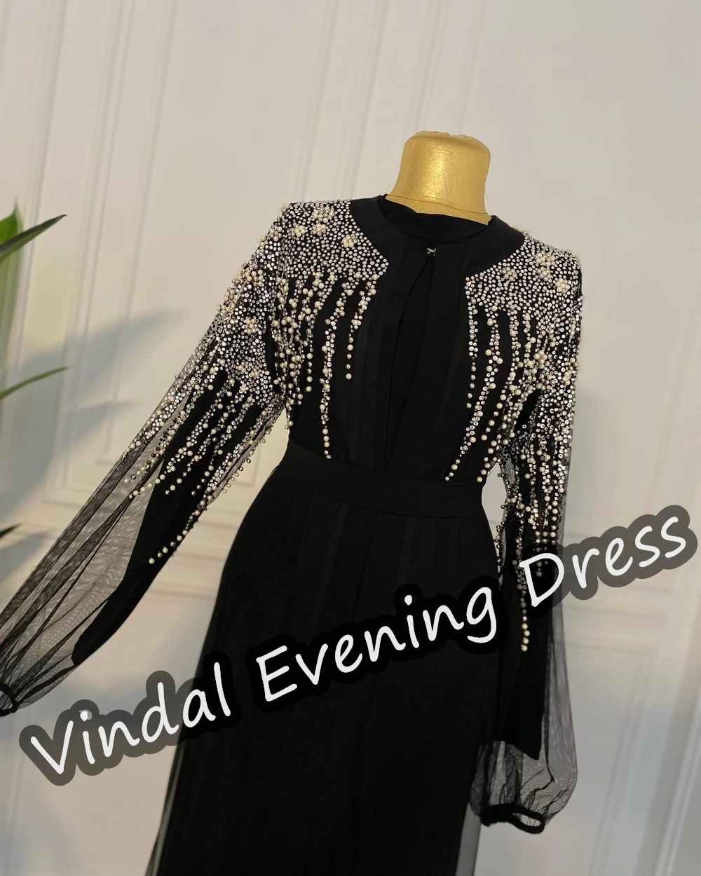 Vindal Evening Dress Scoop Neckline Ankle Length A-Line Elegant Built-in Bra Crepe Long Sleeves Saudi Arabia For Woman 2024