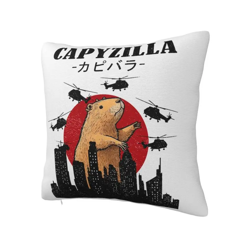 Funny Capybara Rodent Capyzilla Cushion Cover 50*50 cm Velvet Throw Pillow Case Living Room Decoration Bedding Sofa Pillowcase