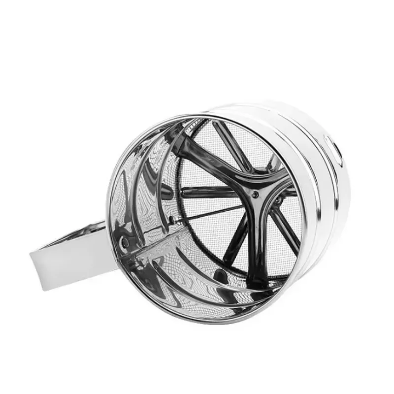 2026 Stainless Steel Handheld Flour Sieve Manual Hand Press Flour Sifter With Filter Screen Baking Kitchen Tool Kitchen Supplies