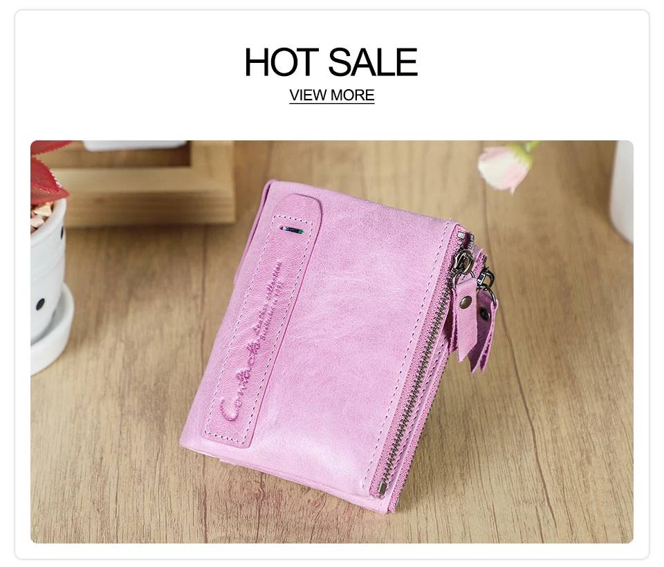 CONTACT'S Damen Echtleder-Geldbörsen Frauen Bifold Luxus Retro Hochwertige Fotofächer Kartenhalter Reise Dating Geschenk Münzbörse – Detail 17