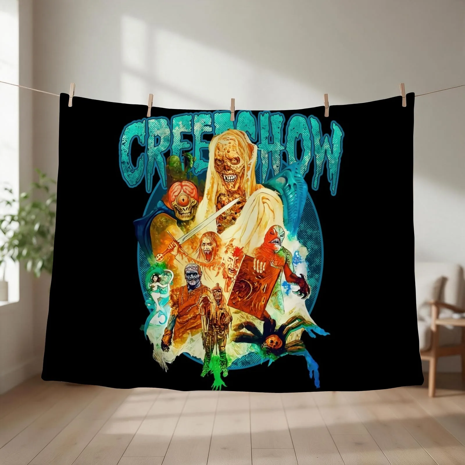 GLOW IN THE DARK CREEPSHOW Throw Blanket couch cozy soft plush fuzzy picnic outdoor blanket