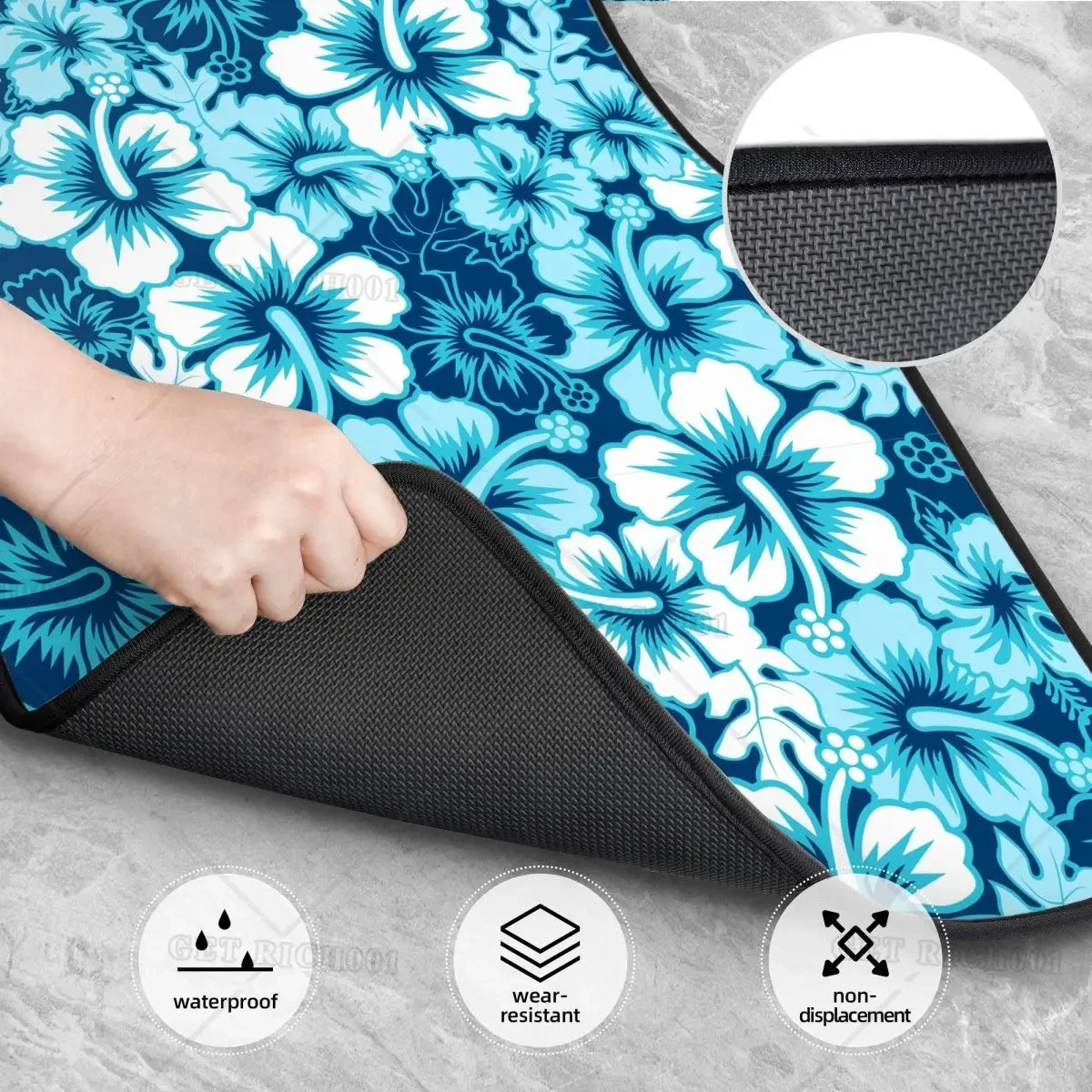 الكركديه الاستوائية الأزرق سيارة الحصير 4 قطعة اكسسوارات السيارات حجم واحد سميكة العالمي صالح المضادة للانزلاق وسادة الحصير للسيارة الداخلية #3