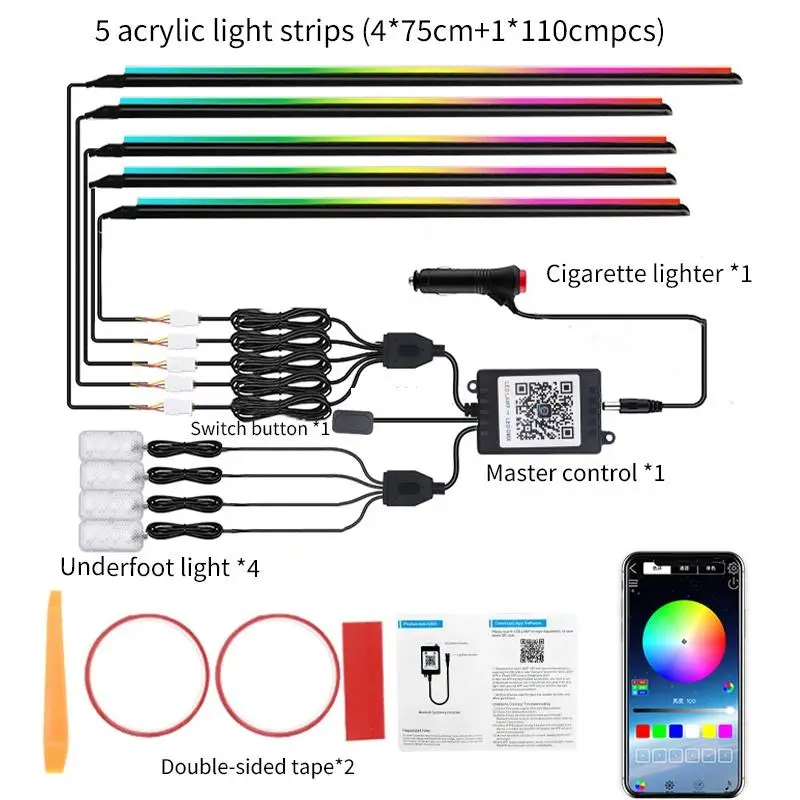 6-in1-custom-multi-color-ambient-lighting-easy-install-symphony-universal-car-interior-rgbic-led-ambient-strip-light-kit-for-car
