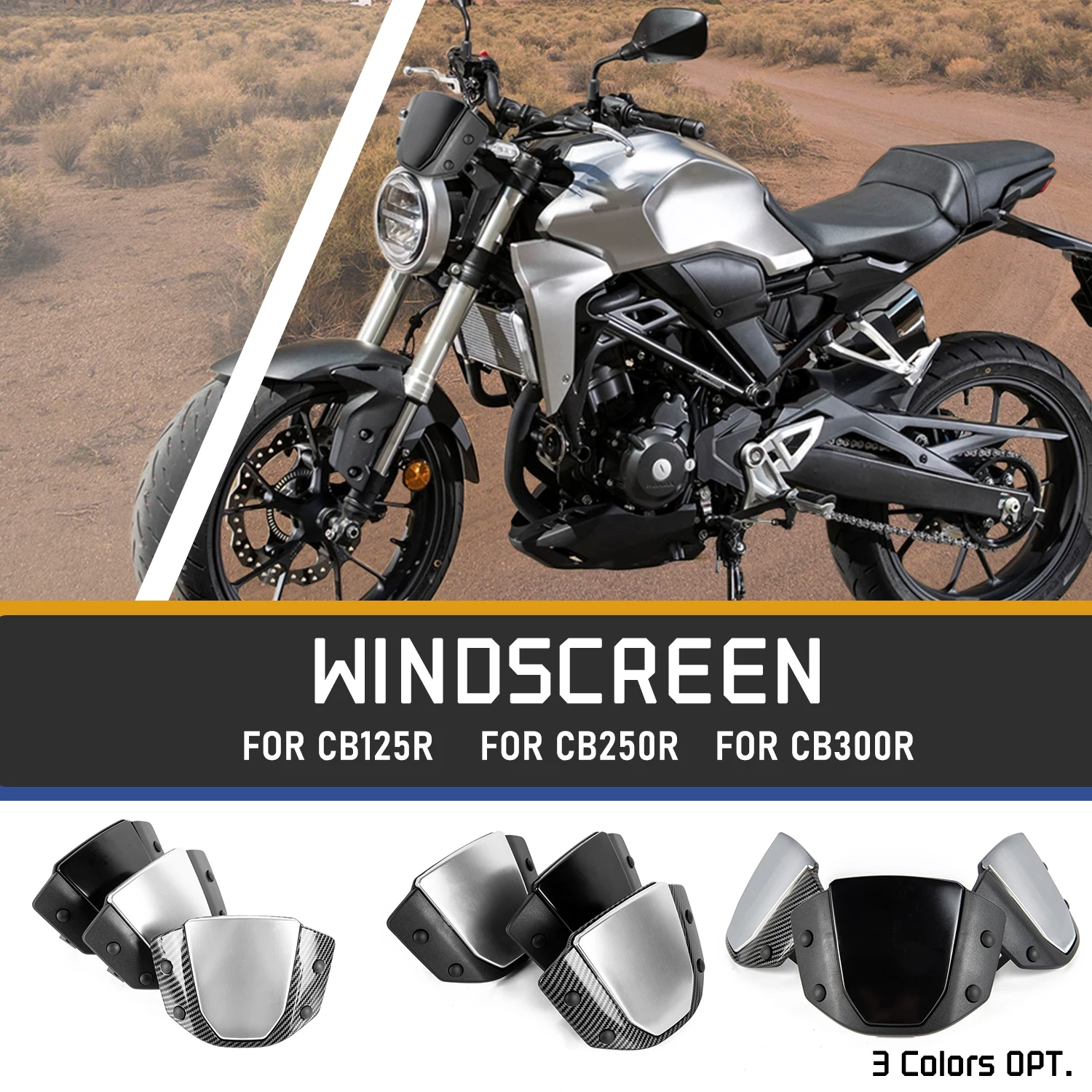 Motorcycle Windshield WindScreen For Honda CB125R CB250R CB300R 2018 2019 2020 CB 125R 250R 300R Wind Deflector Accessories