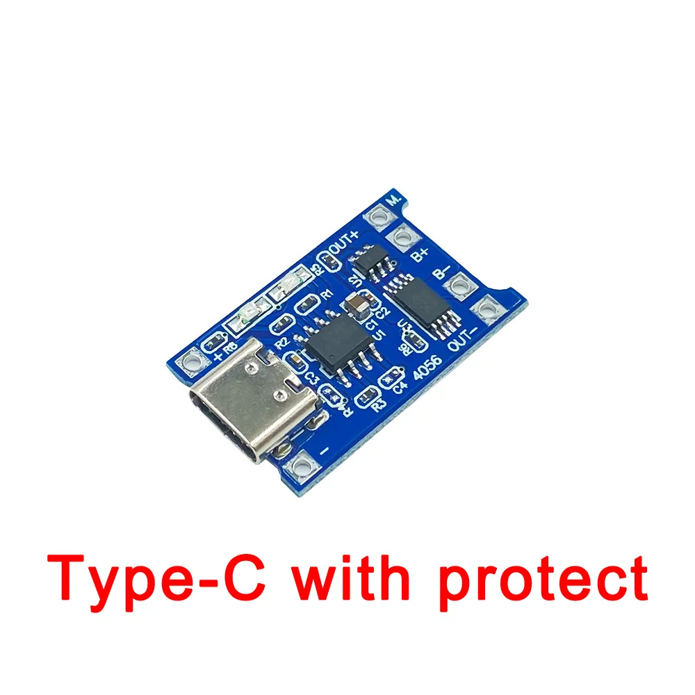 Type-c/Micro/Mini USB 5V 1A 18650 TP4056 Lithium Battery Charger Module Charging Board With Protection Dual Functions 1A Li-ion