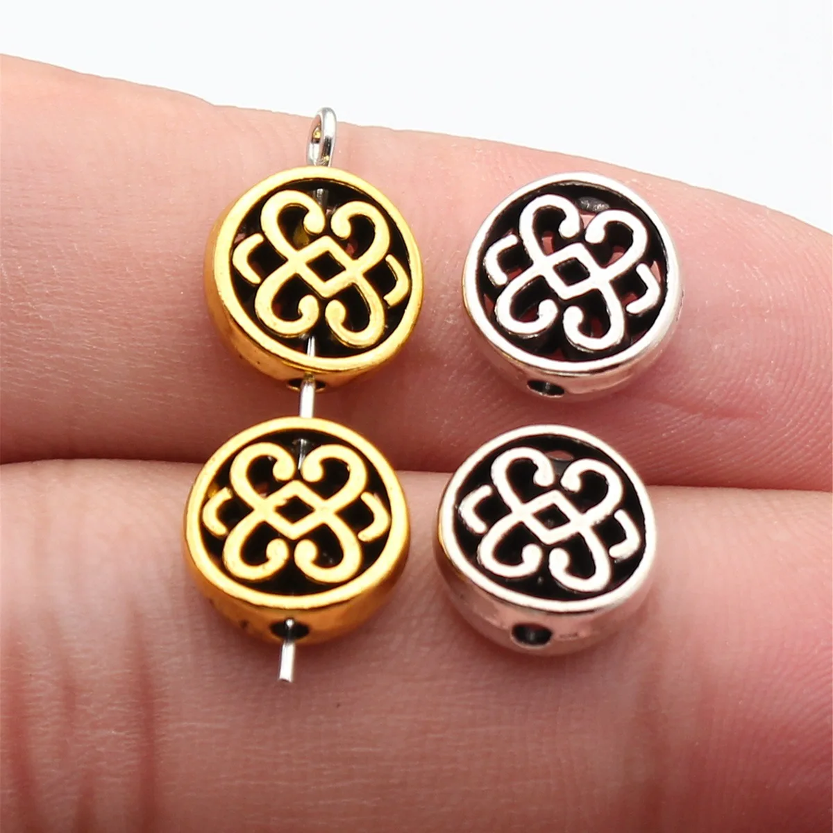 WYSIWYG 10pcs 10x10mm Round Flower Spacer Beads 2 Colors Loose Beads For Jewelry Making Bracelet DIY Handmade Craft