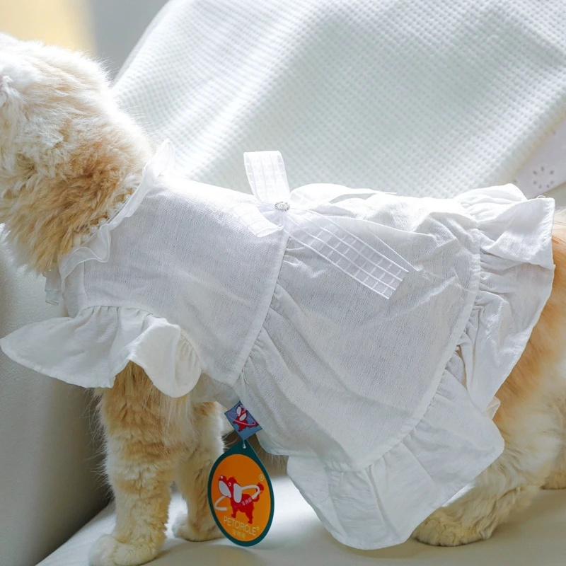 

Princess Dress for Pet Dog Wedding Dress Ruffle Girl Skirt Outfit Holiday
