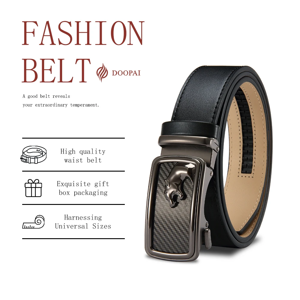 Men's Cowhide Genuine Leather Belt, Classic Casual Belt For Jeans Trousers, Work And Business Gift For Dad And Husband
