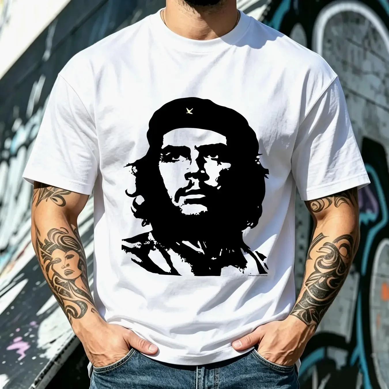 washed T Shirt Fashion Victim Men s Vintage CHE Guevara Korda Red Size L long or short sleeves vintage Washed Unisex