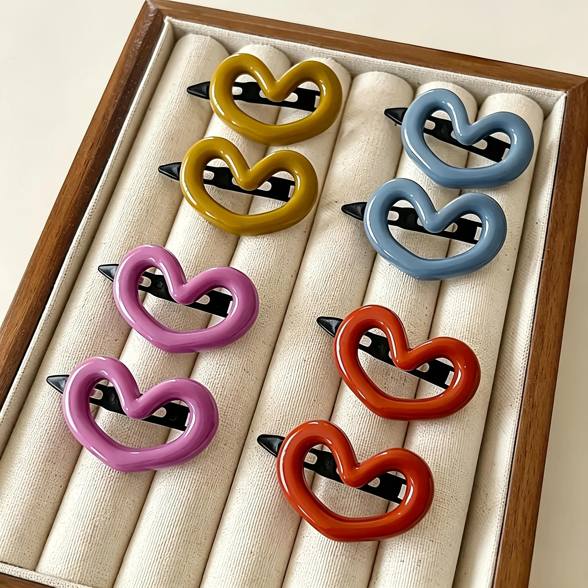 24/50Pcs New Morandi Color Heart Duckbill Hair Clips for Women, Seamless Side Bangs Hairpins, All-match Broken Hair Barrettes