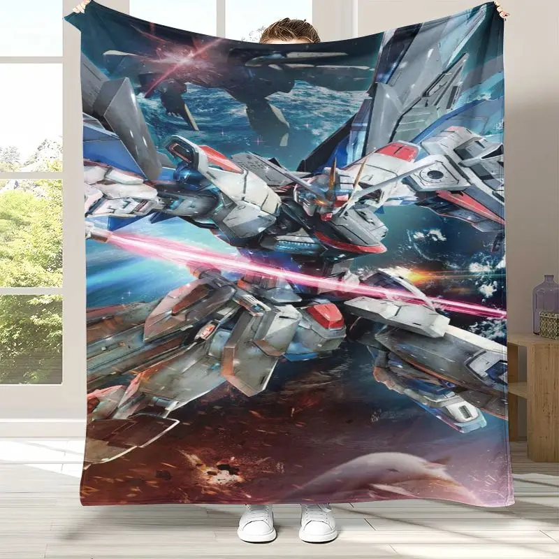 Retro Gundam Destroy Zeon Cartoon Soft Flannel Throw Blanket,Cozy Blanket for Bed,Sofa,Living Room,Picnic,Camping,Home Decor