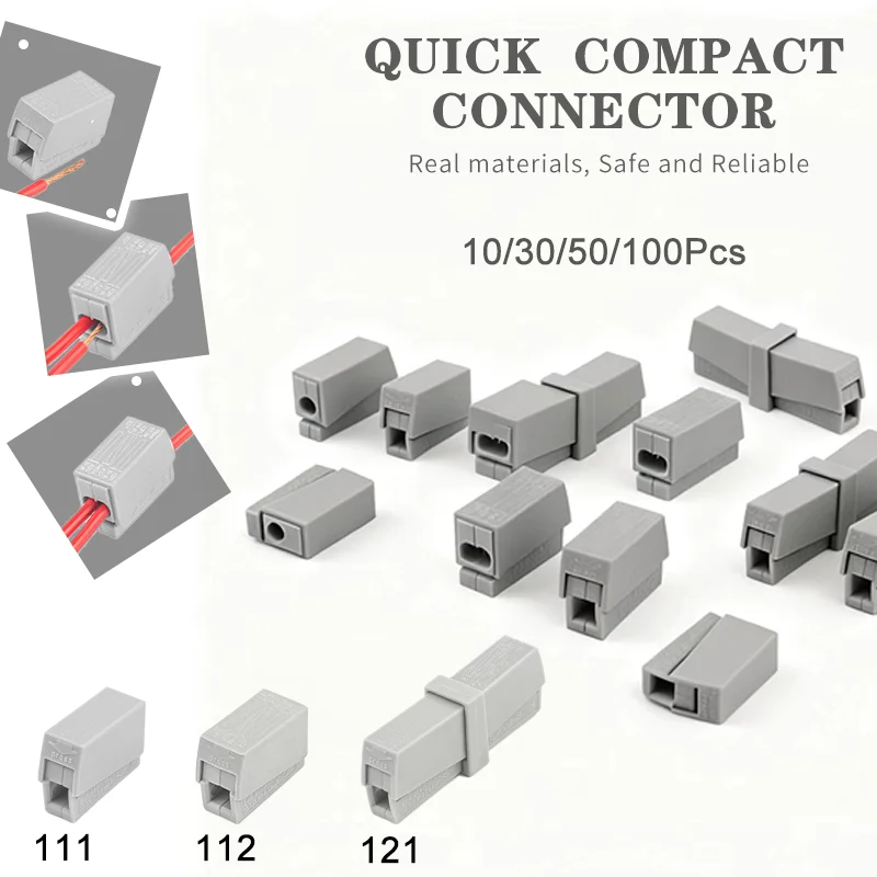10/30/50/100Pcs Mini Push-in Universal Terminal Block Home Electrical Wire Connector For Lighting Junction Box Fast Wiring Conn