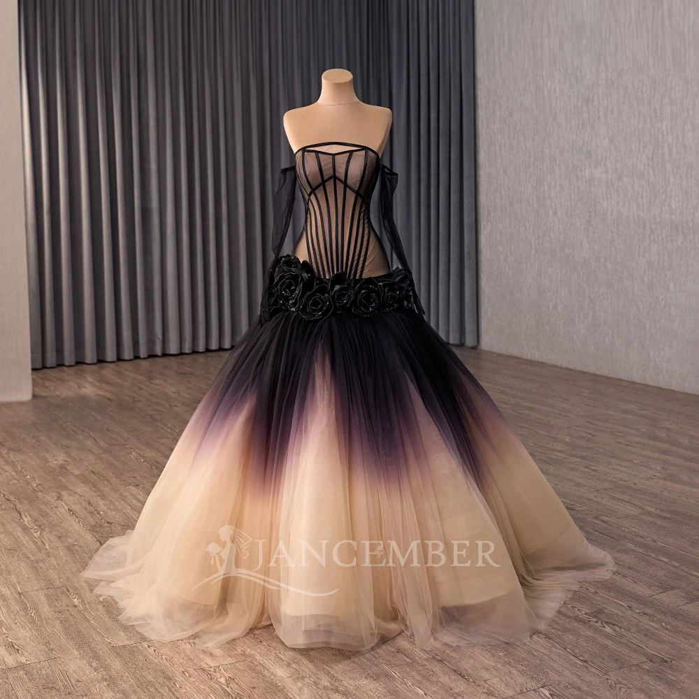 فساتين Quinceanera مخصصة بأكمام قابلة للإزالة حفلة الأورجانزا vestidos de 15 quinceañera حورية البحر بأربطة من الخلف سويب تراين #1