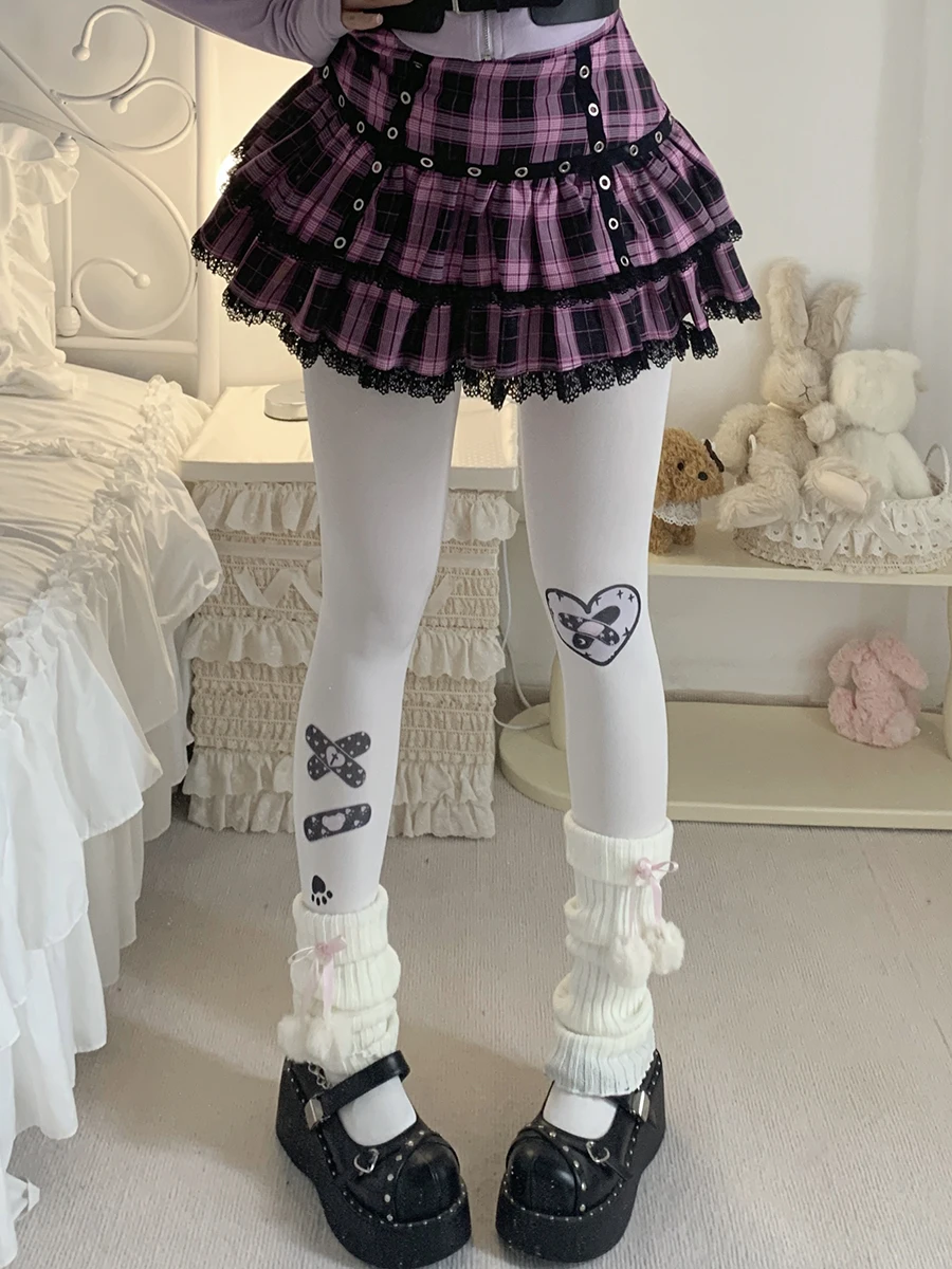 

Original heart shaped LOLITA socks women spring and autumn beauty socks velvet printed pantyhose Lolita