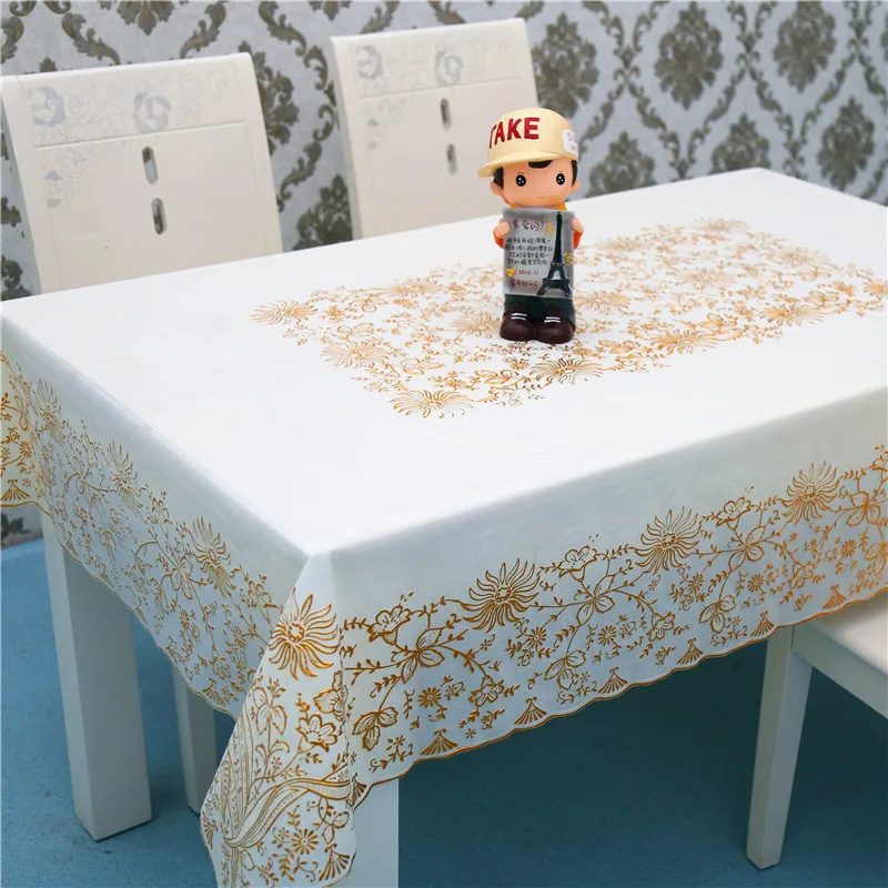 European-style Bronzing Pvc Tablecloth Lace Printing Coffee Table Cloth Waterproof Anti-scalding Oil-proof Disposable Tablecloth