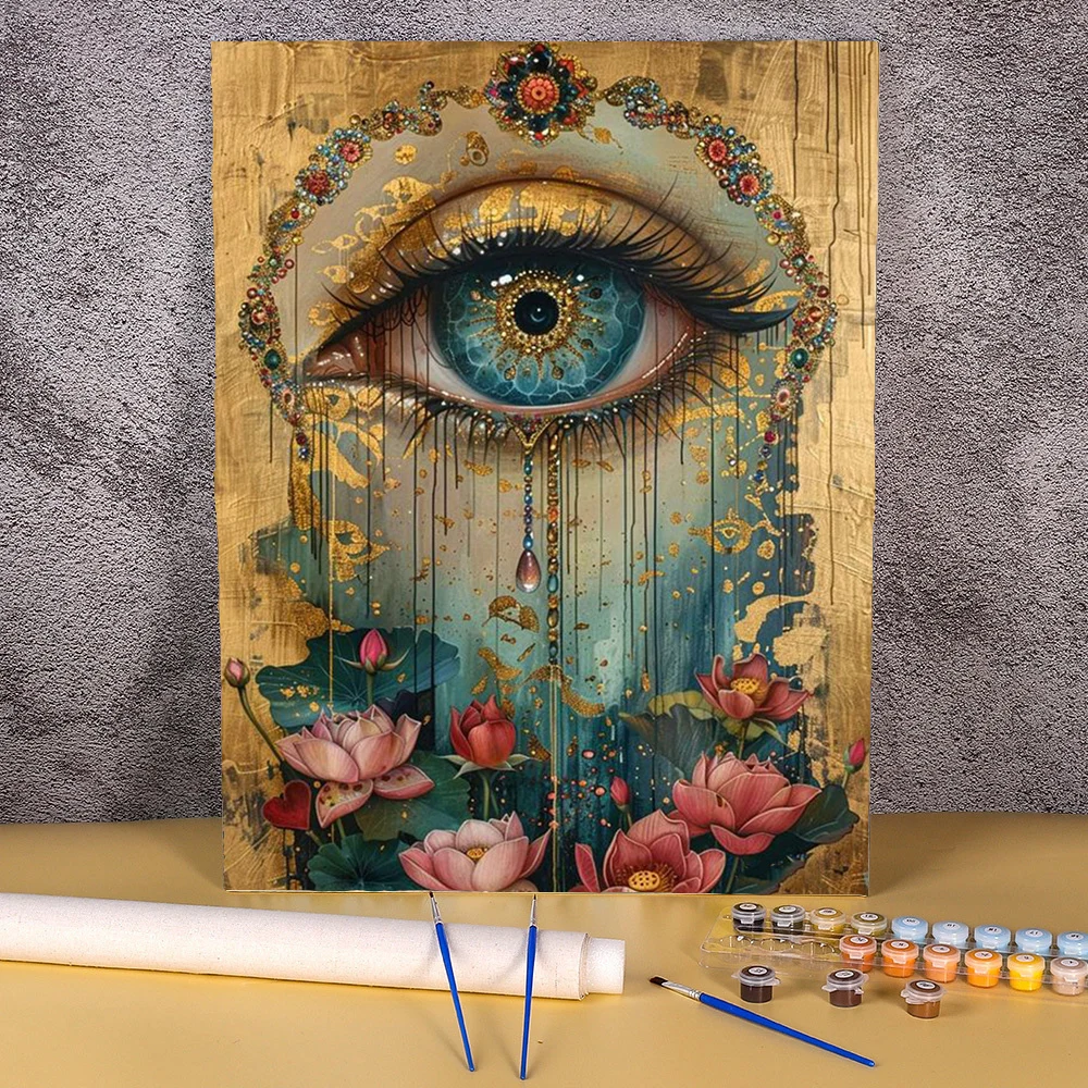 Paint By Numbers Coloring By Numbers On Canvas Abstract Eye Picture Color Markers Painting Original Gift Art Supplies Home Decor