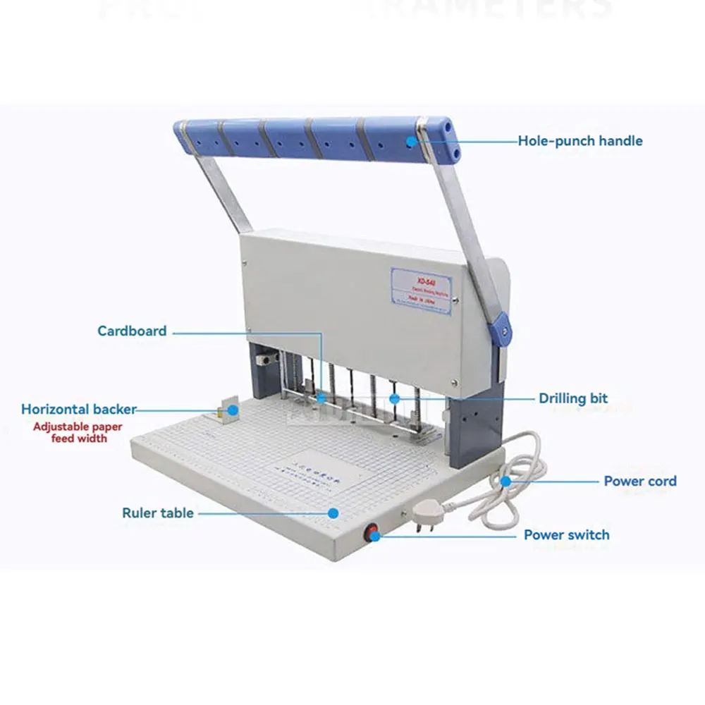 A1 Three-Hole Binder:XD-S40 Three-Hole Electric Hole Punch, for Personnel Files, Wire-O Binding for Case Files and Documents