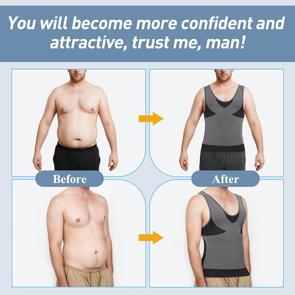 ضغط قميص رجالي التخسيس سترة محدد شكل الجسم عبر اللون الملابس الداخلية تانك القمم للرجال البطن التحكم اللياقة البدنية تجريب الملابس #4