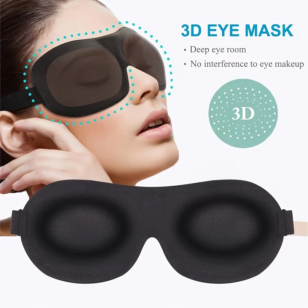 3D Blackout Eye Mask Travel Eye Mask Office Outdoor Nap Sleep Mask Ultra-Soft Skin-Friendly Memory Foam Breathable Eye Cover