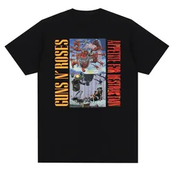 Guns N Roses Graphic Printed T-shirt Hip-hop Retro Rock Cotton Apparel Short Sleeve Fashion Plus Size T-shirt Women's