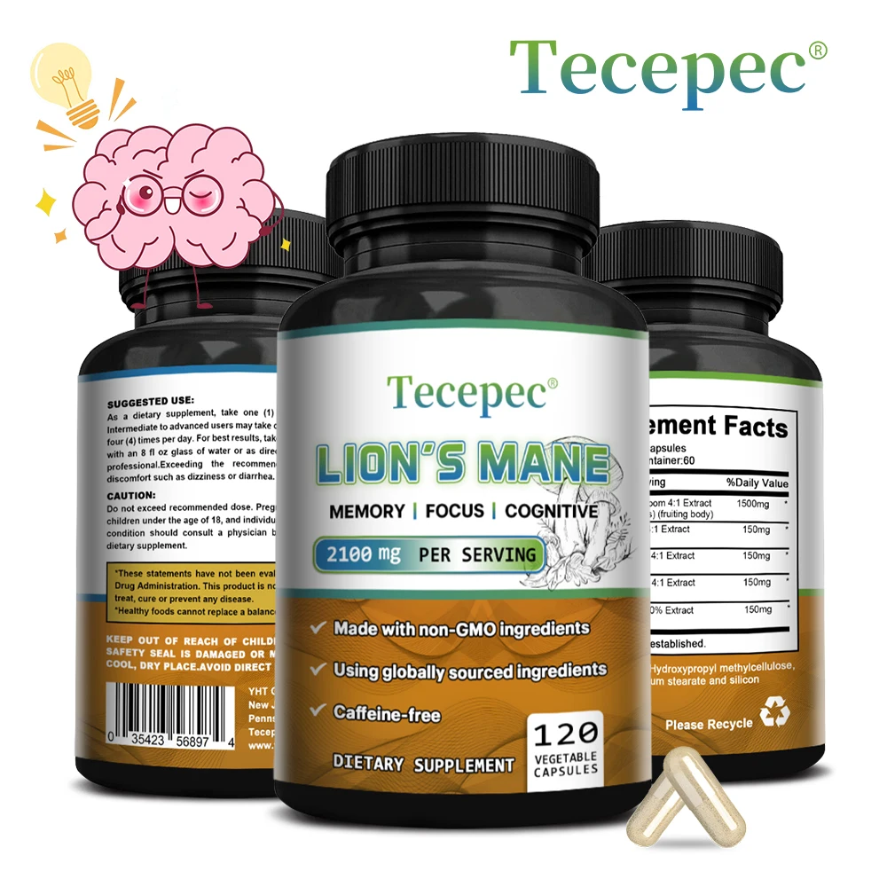 Lion's Mane Supplements - Supports Memory, Focus, Cognition - Neurological Health, Immune Health, Antioxidants