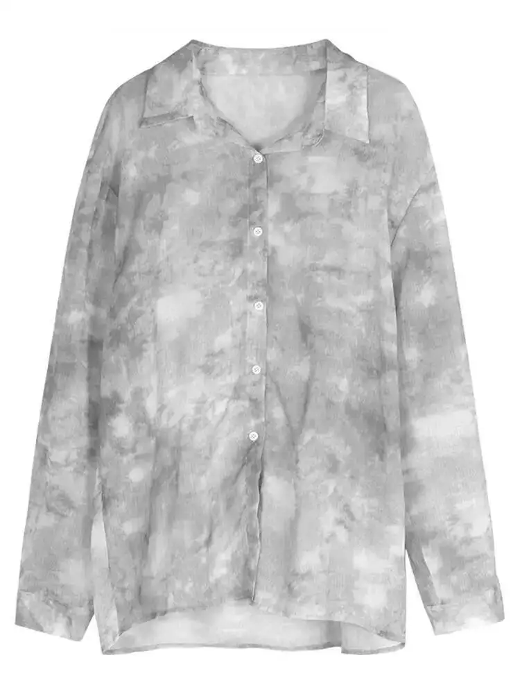シャツ女性ファッションタイダイ原宿ゴシックトップ新韓国ルーズカジュアル服日焼け防止オールマッチ夏シャツ