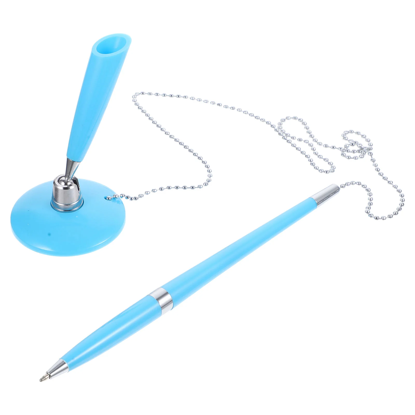 2 Pcs Ballpoint Pens Counter with Chain Writing Desk Fixed Fine Rotary Office Business Blue Stand