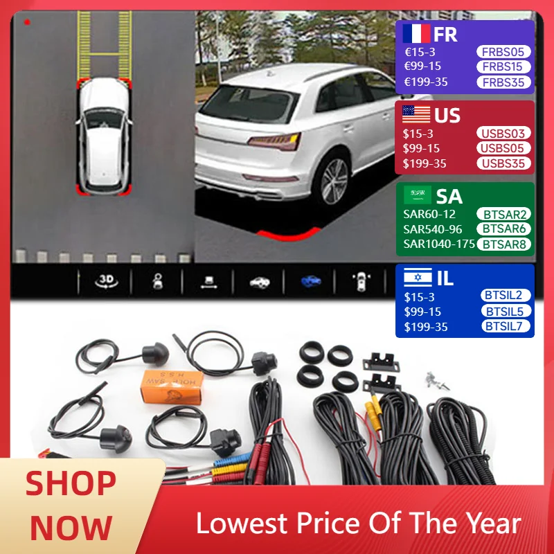 

3D 1080P Panoramic camera for Android Car Radio Built-in 360APP 360°view Bird's Eye View System 360Camera Rear/Front/Left/Right