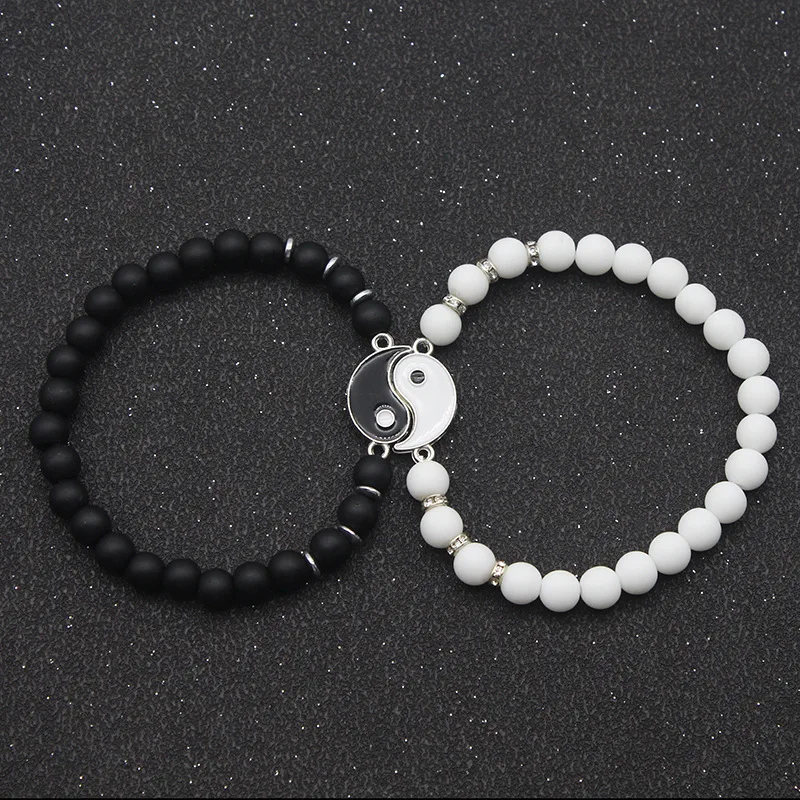 Tai Chi Beaded Couple Bracelets For Women Men Best Friends Yin Yang Paired Charms Beads Bracelet Fashion Jewelry Gifts