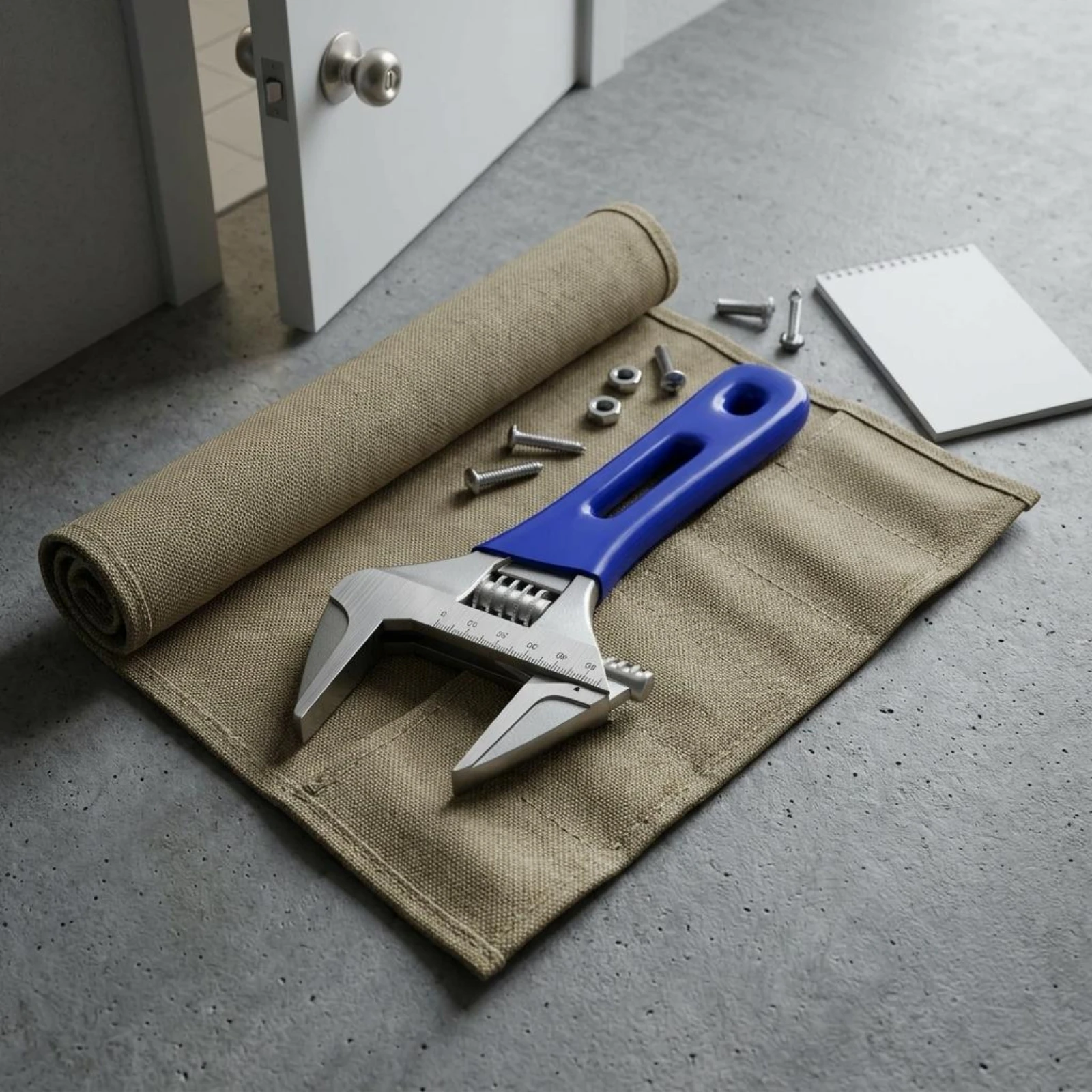 

Adjustable Plumbing Wrench Coated Handle Bathroom Wrench Repair Tool Metal Head Adjustment Wheel