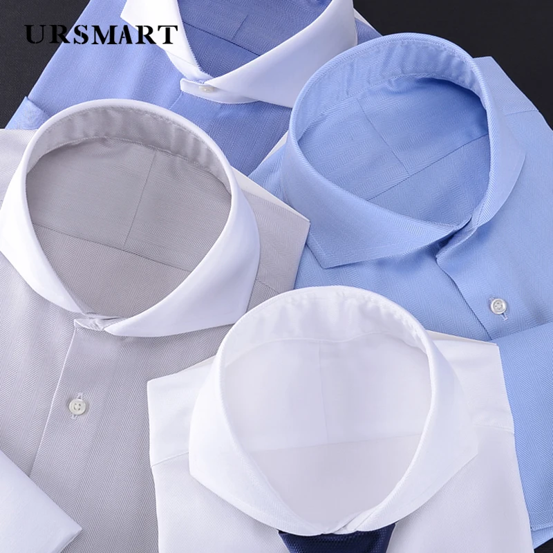 

French cuffs men's long sleeved shirt 100% cotton slim fit British classical Windsor collar gentleman's banquet shirt men